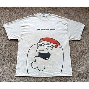 Vintage Family Guy Peter Griffin T-Shirt Men's Size 2XL Tan Graphic Print Shirt